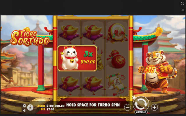 Vitória com gato da sorte no Fortune Tiger