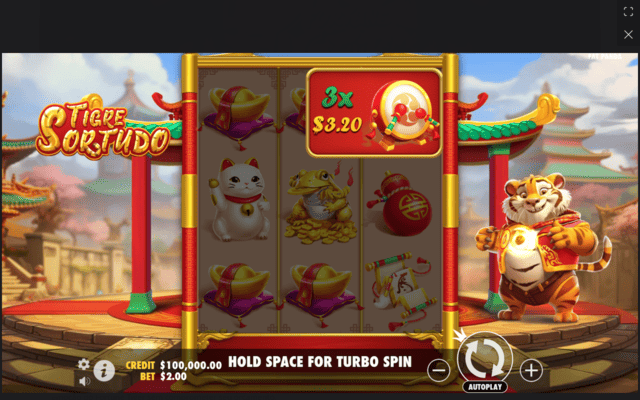 Vitória com amuleto no Fortune Tiger