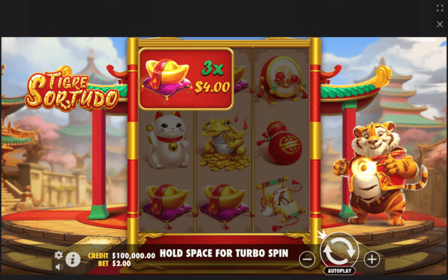 Vitória com lingote de ouro no Fortune Tiger